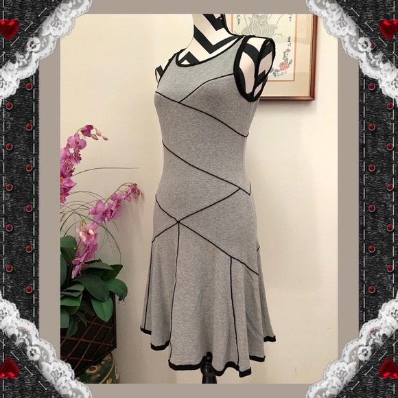 Derek Lam 10 Crosby Gray Ponte Fit & Flare Dress - Picture 2 of 8